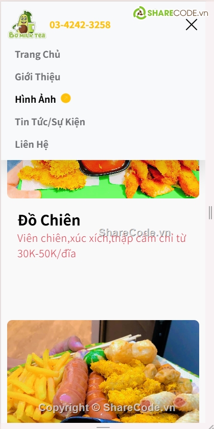 quán trà sữa,quán cà phê web,home page